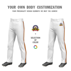 Custom White Crimson Gold-Crimson Classic Fit Stretch Practice Loose-fit Baseball Pants