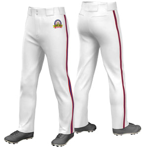 Custom White Red Royal-Red Classic Fit Stretch Practice Loose-fit Baseball Pants