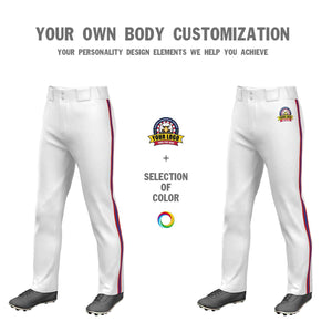 Custom White Red Royal-Red Classic Fit Stretch Practice Loose-fit Baseball Pants