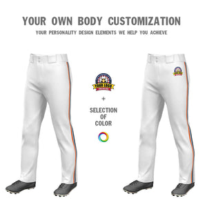 Custom White Orange Royal-Black Classic Fit Stretch Practice Loose-fit Baseball Pants