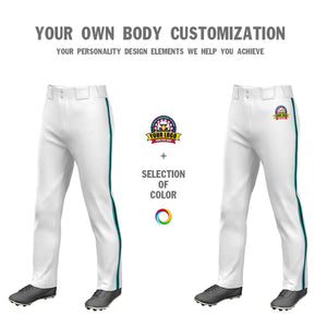 Custom White Aqua Black-Aqua Classic Fit Stretch Practice Loose-fit Baseball Pants