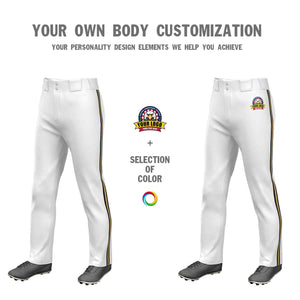 Custom White Black Gold-Black Classic Fit Stretch Practice Loose-fit Baseball Pants