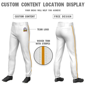 Pantalon de baseball pull-up extensible blanc personnalisé Old Gold