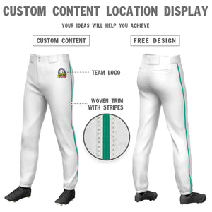 Pantalon de baseball pull-up extensible blanc sarcelle personnalisé