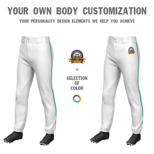 Pantalon de baseball pull-up extensible blanc sarcelle personnalisé