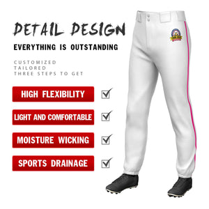 Pantalon de baseball pull-up extensible, coupe classique, personnalisé, blanc, rose