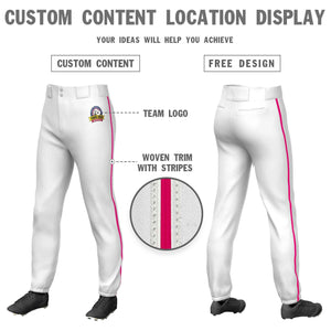 Pantalon de baseball pull-up extensible, coupe classique, personnalisé, blanc, rose