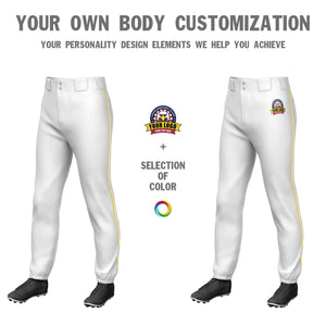 Pantalon de baseball pull-up extensible coupe classique personnalisé blanc or-blanc