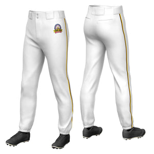 Pantalon de baseball pull-up extensible coupe classique personnalisé blanc doré-marron