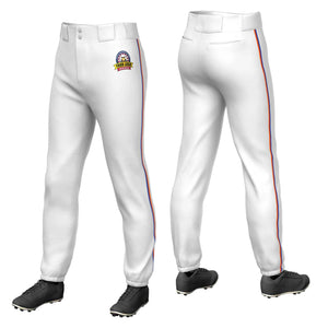 Pantalon de baseball pull-up extensible blanc royal-orange personnalisé