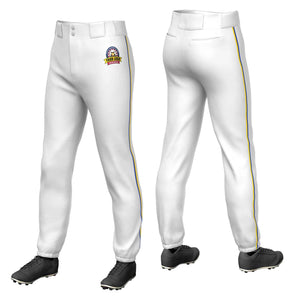 Pantalon de baseball pull-up extensible blanc royal-or personnalisé