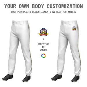 Pantalon de baseball pull-up extensible blanc royal-or personnalisé