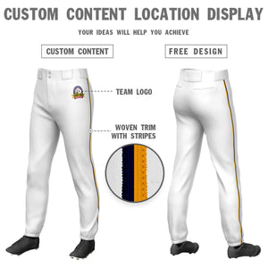 Pantalon de baseball pull-up extensible, coupe classique, blanc, bleu marine, personnalisé