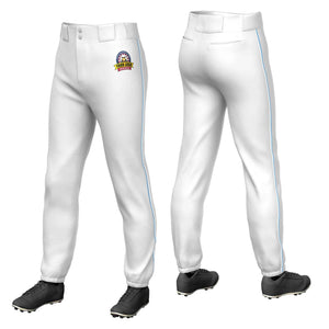 Pantalon de baseball pull-up extensible, coupe classique, personnalisé, blanc, bleu clair et blanc