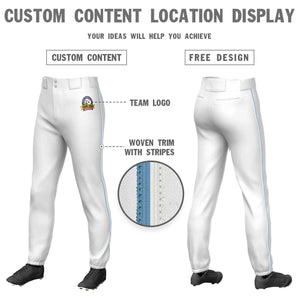 Pantalon de baseball pull-up extensible, coupe classique, personnalisé, blanc, bleu clair et blanc