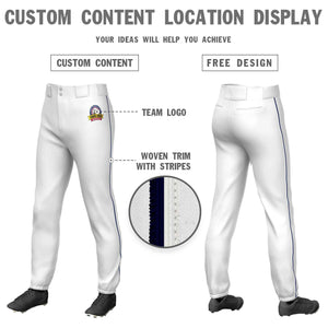 Pantalon de baseball pull-up extensible, coupe classique, personnalisé, blanc, bleu marine et blanc