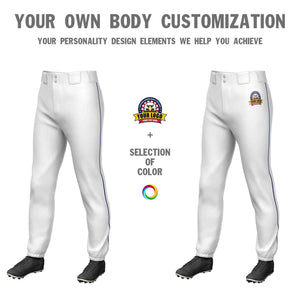 Pantalon de baseball pull-up extensible, coupe classique, personnalisé, blanc, bleu marine et blanc