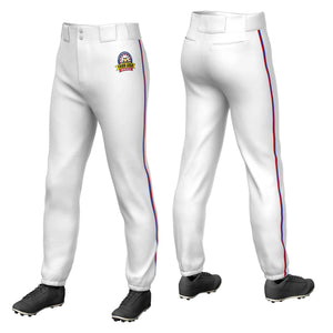 Pantalon de baseball pull-up extensible blanc royal-rouge personnalisé