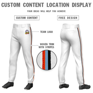 Pantalon de baseball pull-up extensible, personnalisé, blanc, orange, bleu clair-noir, coupe classique