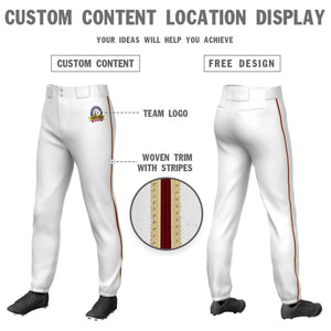 Pantalon de baseball pull-up extensible coupe classique personnalisé blanc kaki cramoisi-kaki