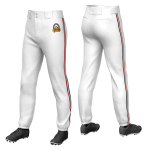 Custom White Red White-Black Classic Fit Stretch Practice Pull-up Baseball Pants