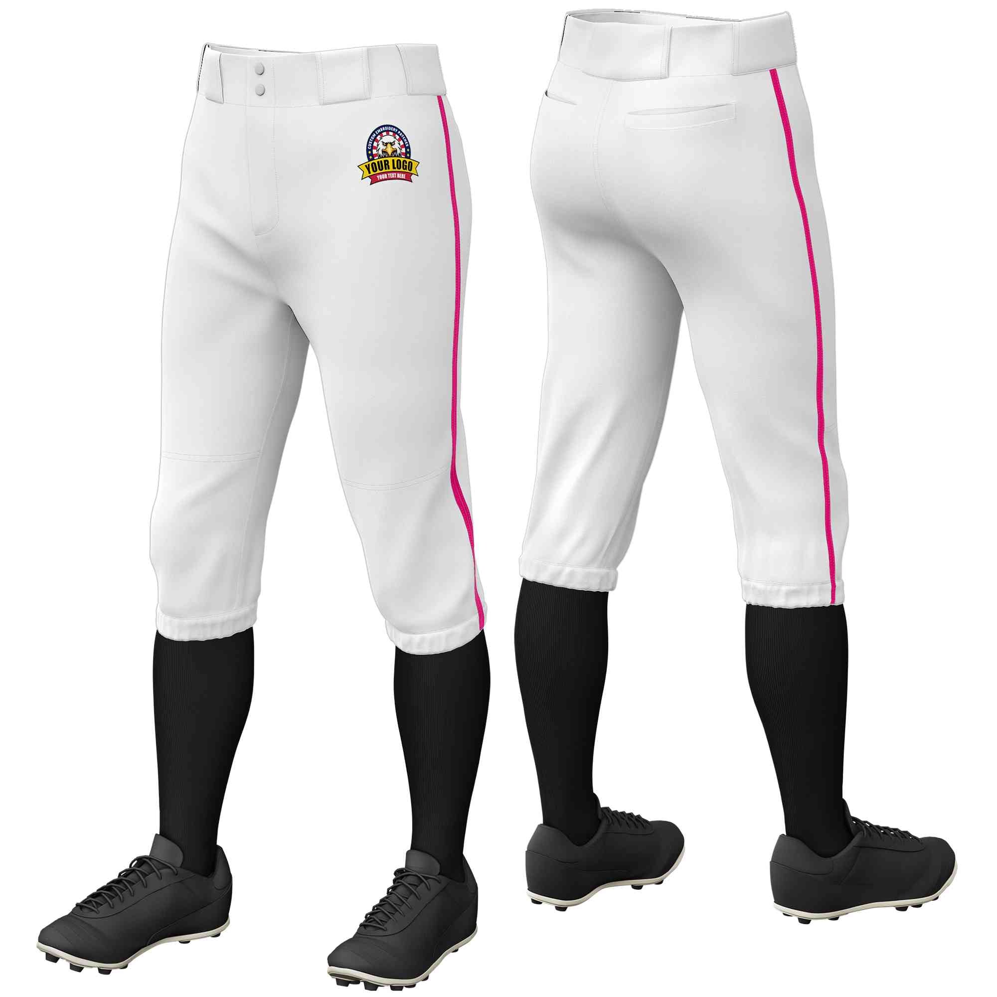 Pantalon de baseball personnalisé, blanc, rose, coupe classique, culotte d'entraînement extensible