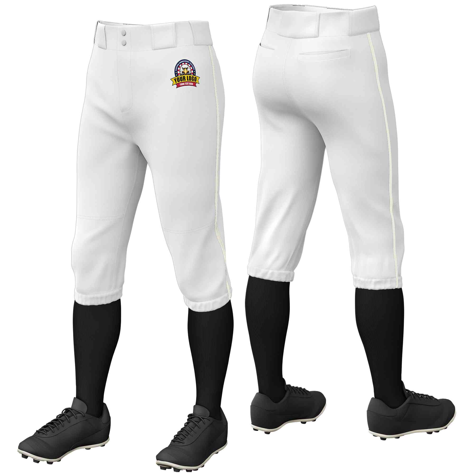 Pantalon de baseball personnalisé, crème blanche, coupe classique, culotte d'entraînement extensible