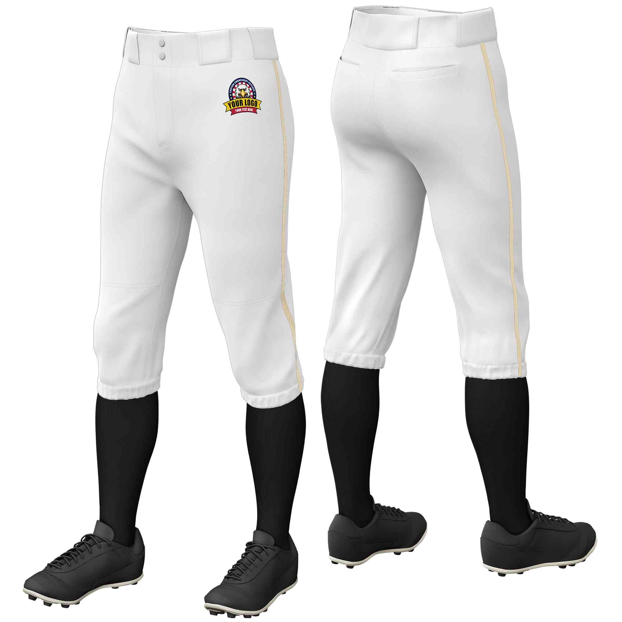 Pantalon de baseball personnalisé blanc kaki, coupe classique, culotte d'entraînement extensible