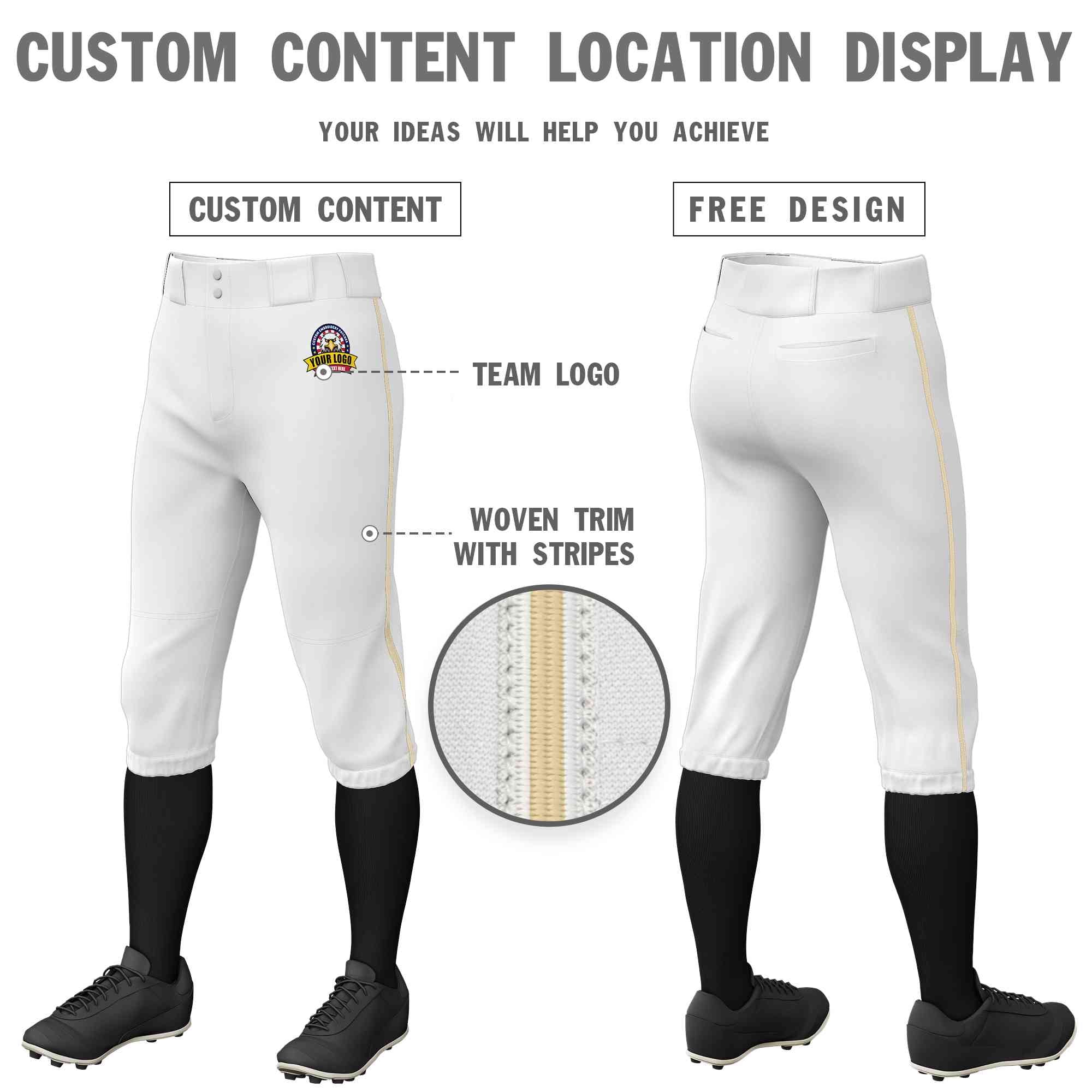 Pantalon de baseball personnalisé blanc kaki, coupe classique, culotte d'entraînement extensible