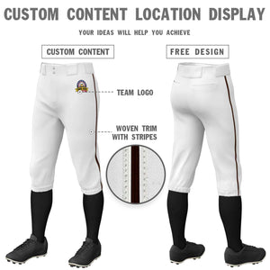 Custom White Brown Classic Fit Stretch Practice Knickers Baseball Pants