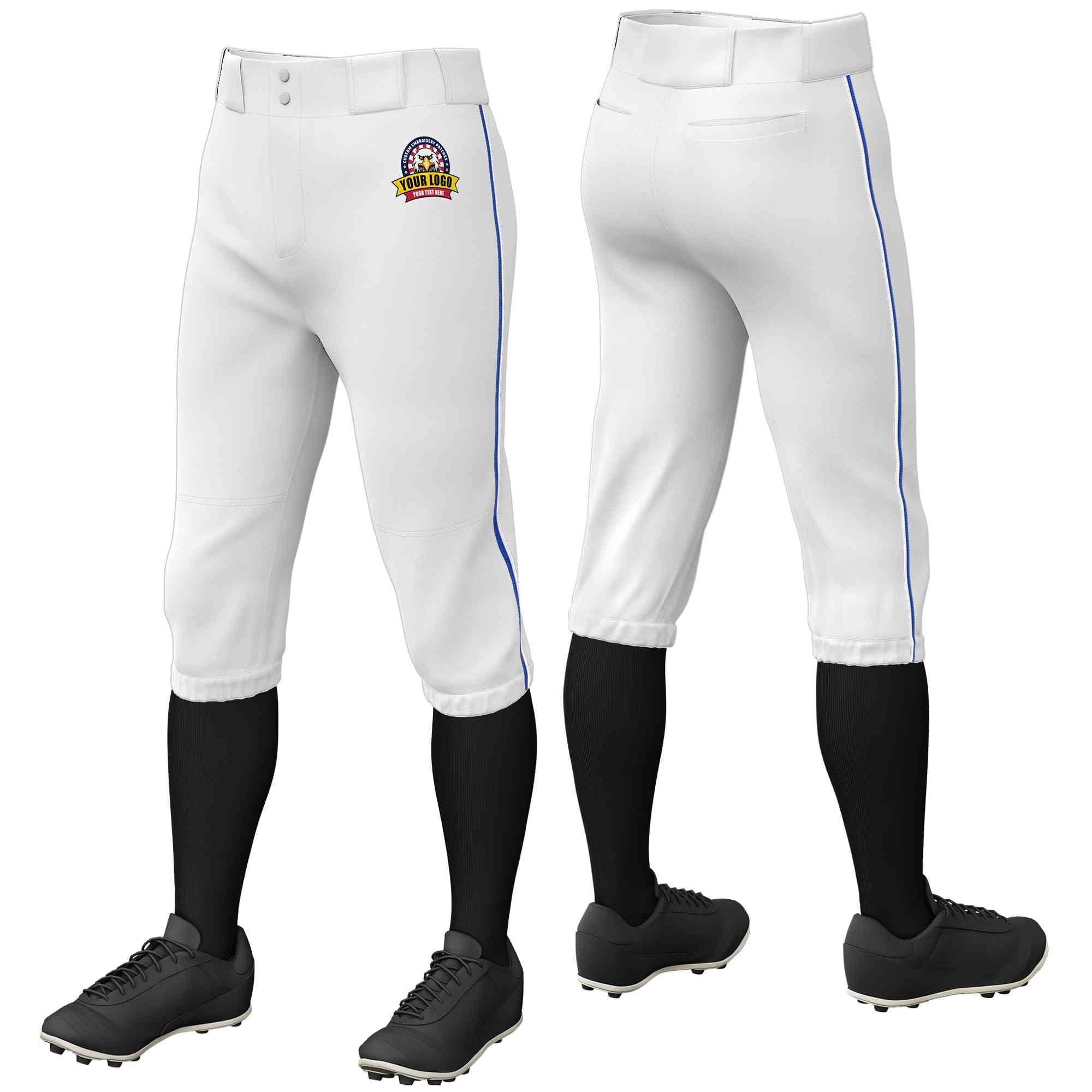 Pantalon de baseball personnalisé blanc royal-blanc, coupe classique, culotte d'entraînement extensible