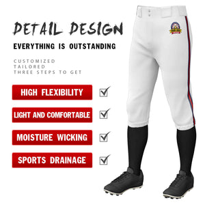 Pantalon de baseball personnalisé, blanc, bleu marine, rouge-marine, coupe classique, culotte d'entraînement extensible