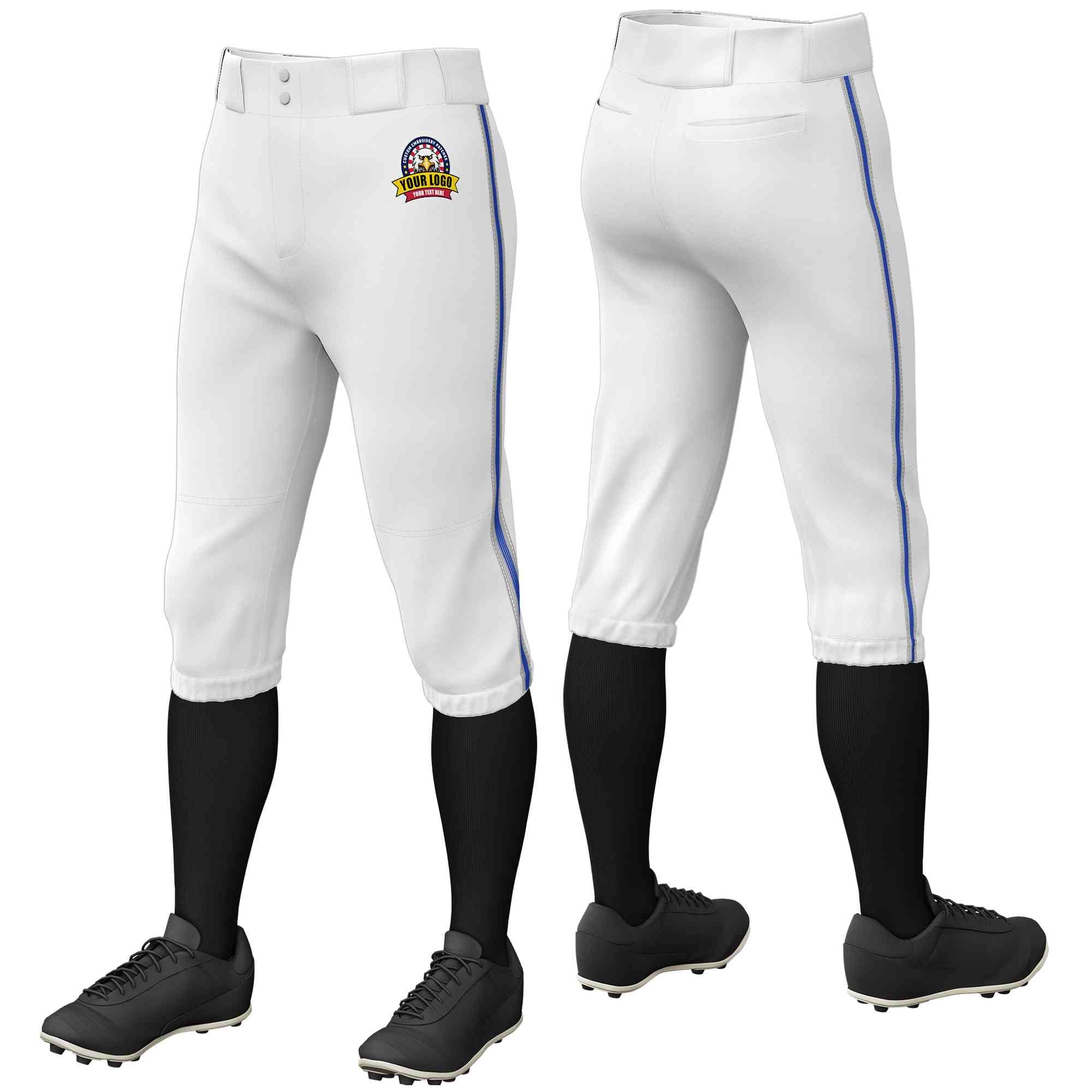 Pantalon de baseball personnalisé, blanc, gris, gris royal, coupe classique, culotte d'entraînement extensible