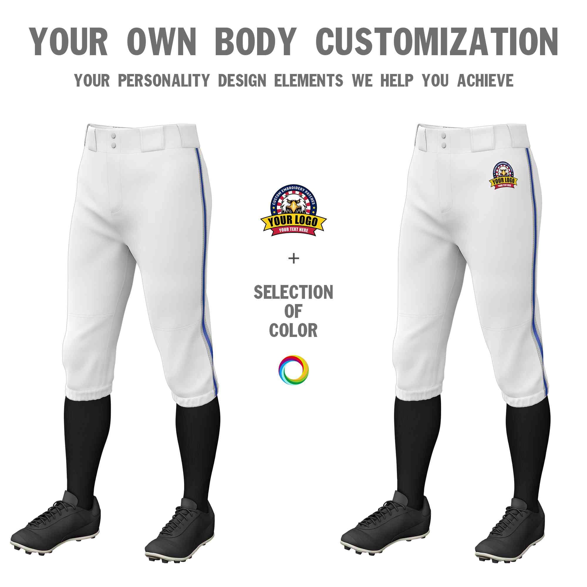 Pantalon de baseball personnalisé, blanc, gris, gris royal, coupe classique, culotte d'entraînement extensible