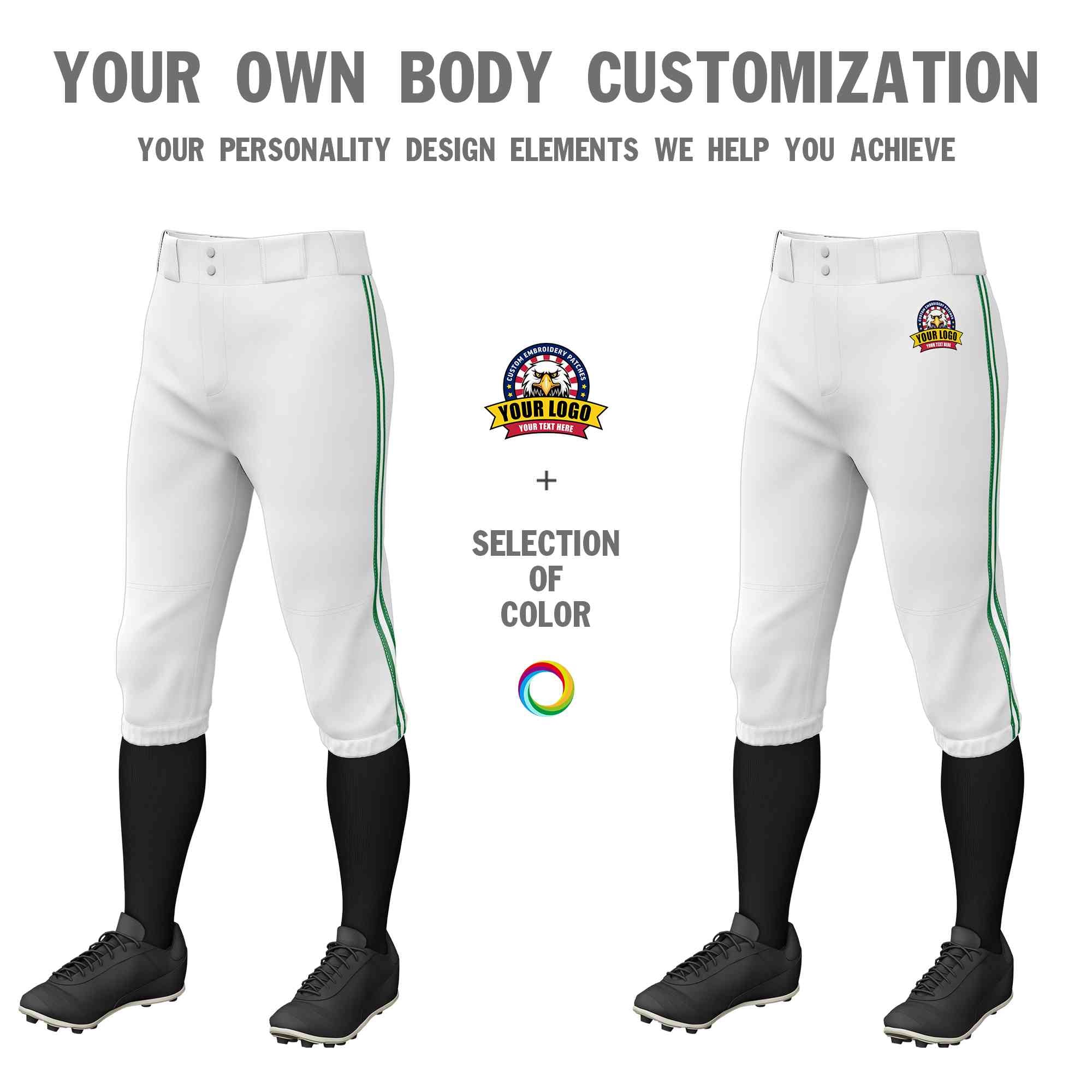 Pantalon de baseball personnalisé blanc Kelly vert blanc-Kelly vert coupe classique extensible