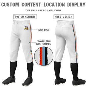 Pantalon de baseball personnalisé, blanc, orange, bleu clair, coupe classique, culotte d'entraînement extensible