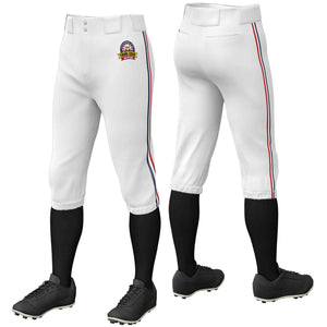 Pantalon de baseball personnalisé, blanc, bleu marine, blanc-rouge, coupe classique, culotte d'entraînement extensible