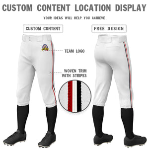 Pantalon de baseball personnalisé, blanc, rouge, blanc-noir, coupe classique, culotte d'entraînement extensible