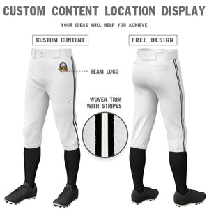 Custom White Black White-Black Classic Fit Stretch Practice Knickers Baseball Pants