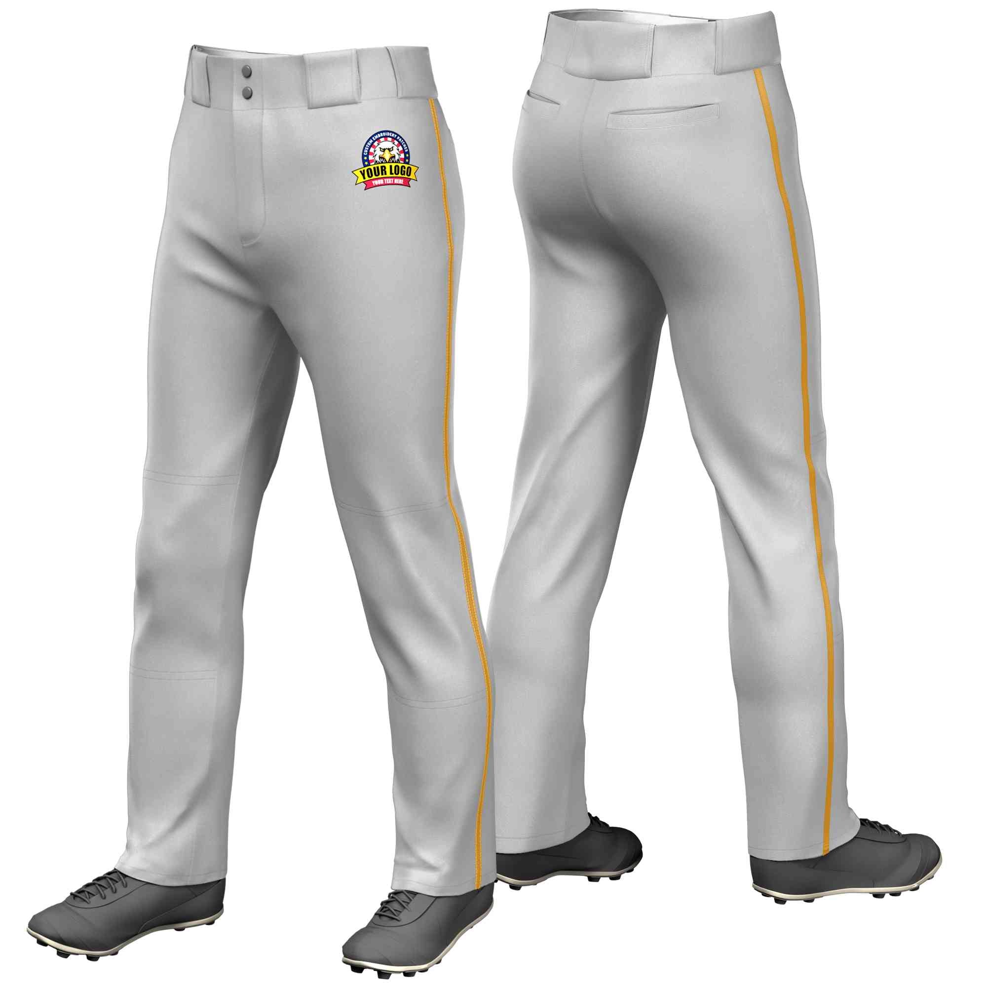 Custom Gray Old Gold Classic Fit Stretch Practice Loose-fit Baseball Pants