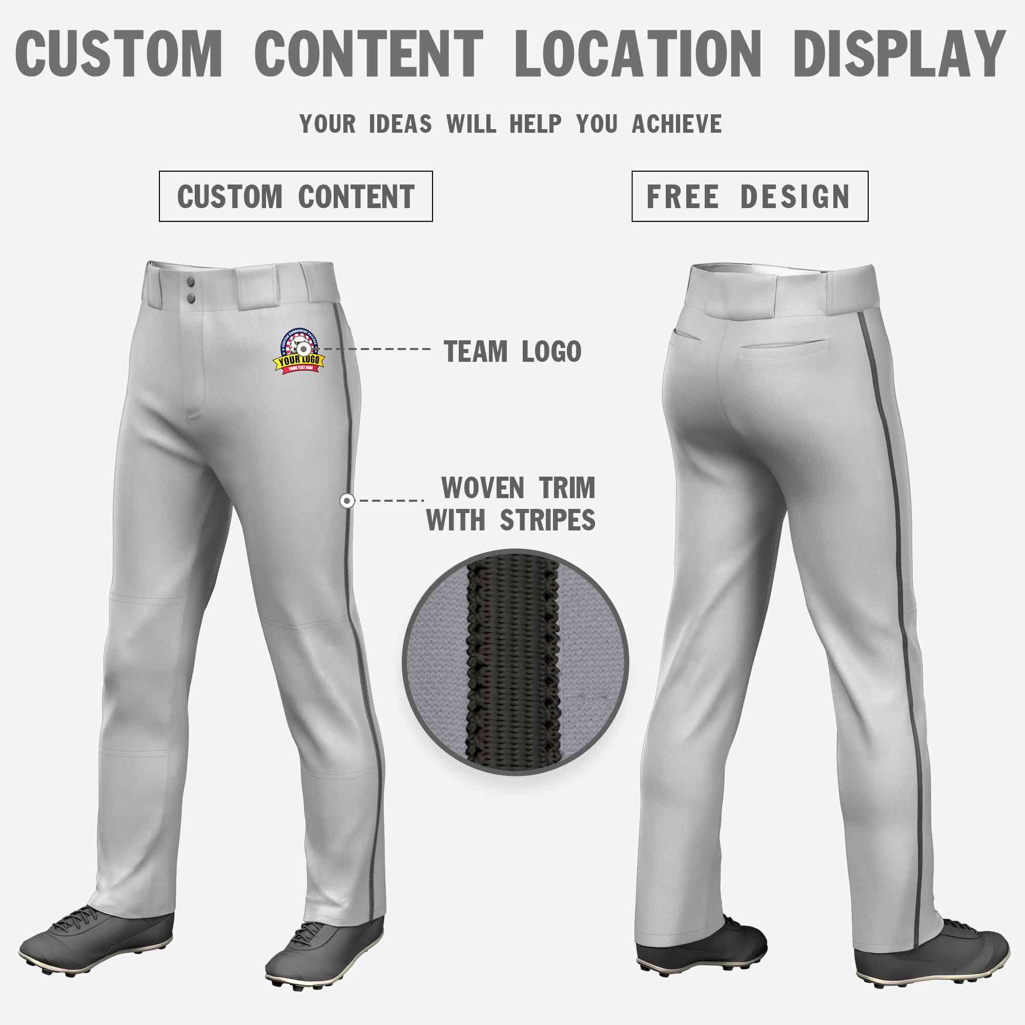 Pantalon de baseball coupe ample, gris foncé, coupe classique, extensible, personnalisé