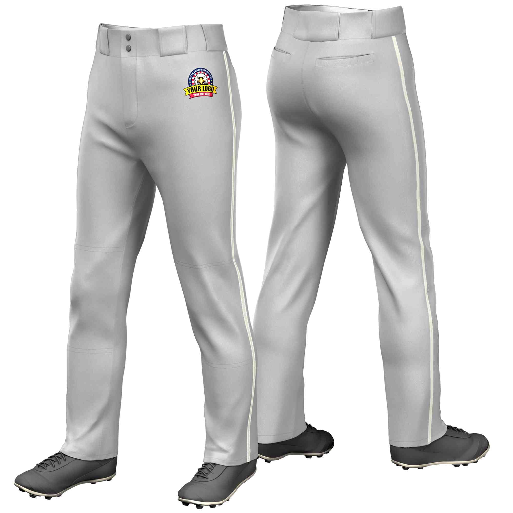 Pantalon de baseball coupe ample coupe classique gris crème personnalisé