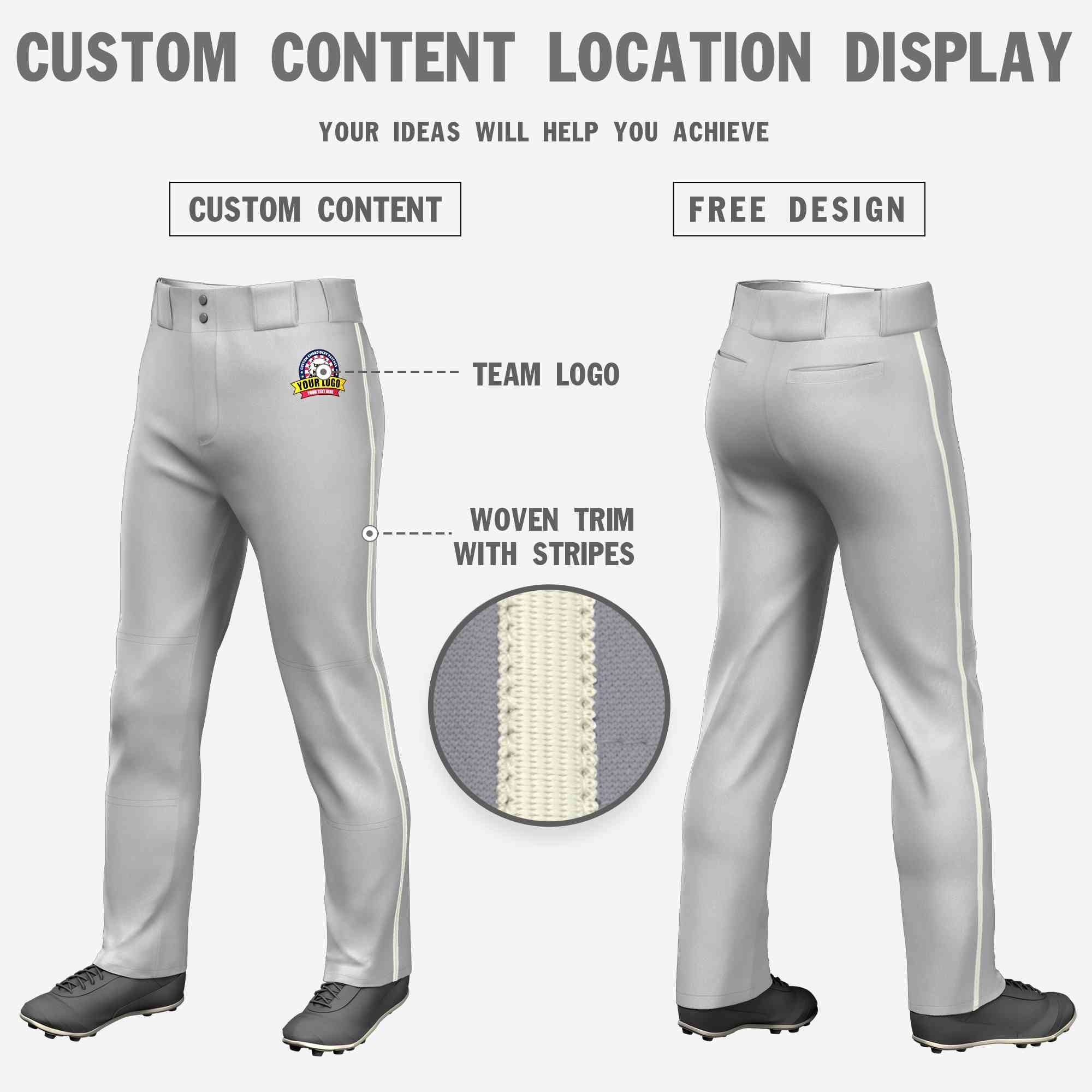 Pantalon de baseball coupe ample coupe classique gris crème personnalisé