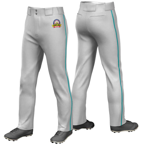 Custom Gray Aqua Classic Fit Stretch Practice Loose-fit Baseball Pants