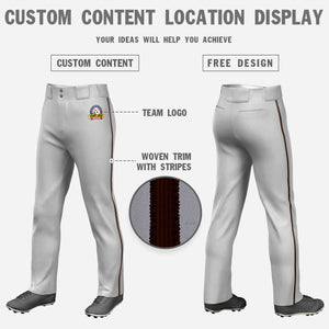 Custom Gray Brown Classic Fit Stretch Practice Loose-fit Baseball Pants