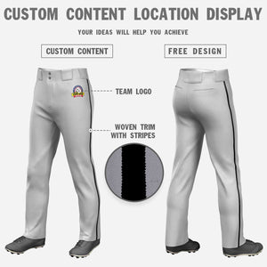 Pantalon de baseball coupe ample, coupe classique, extensible, personnalisé, gris, noir