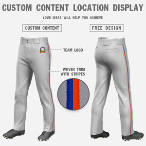 Pantalon de baseball coupe ample, coupe classique, gris royal et orange personnalisé