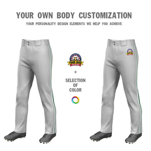 Pantalon de baseball coupe ample, coupe classique, extensible, personnalisé, gris, blanc, vert-blanc