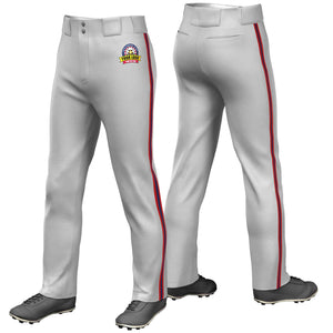 Custom Gray Red Navy-Red Classic Fit Stretch Practice Loose-fit Baseball Pants