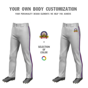 Custom Gray Royal Red-Royal Classic Fit Stretch Practice Loose-fit Baseball Pants